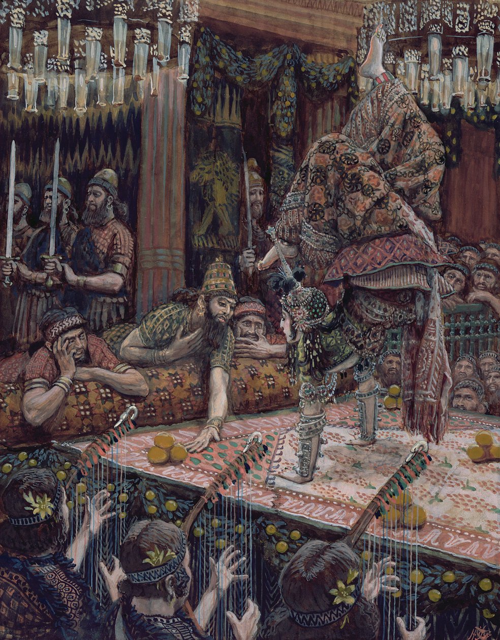 Herodias跳舞的女儿，基督生平的插图，c.1886-94（纸板上的水粉和水粉） 作者 詹姆斯·雅克·约瑟夫·天梭