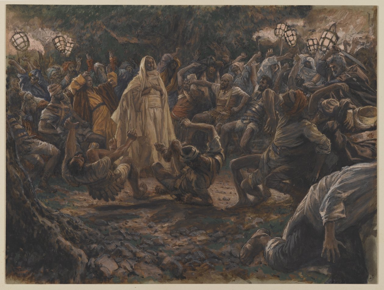卫兵倒退，1886年至1986年我们的主耶稣基督的生活插图（纸上石墨） 作者 詹姆斯·雅克·约瑟夫·天梭
