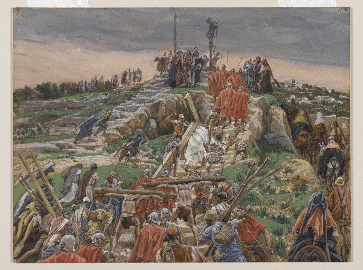 游行队伍接近Cal髅地，插图来自我们的主耶稣基督的生命，1886-94（纸上有石墨） 作者 詹姆斯·雅克·约瑟夫·天梭