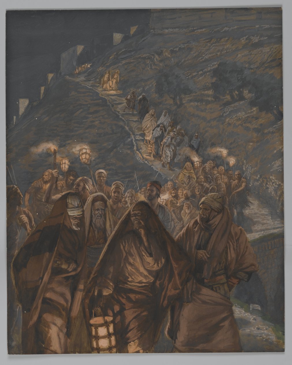 犹大的游行，从我们的主耶稣基督的生活中的插图，1886-94（纸上的石墨） 作者 詹姆斯·雅克·约瑟夫·天梭