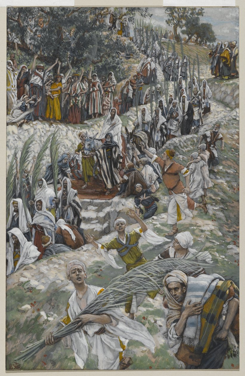 橄榄山上的游行，来自我们的主耶稣基督的生活，1886-94（纸上的石墨） 作者 詹姆斯·雅克·约瑟夫·天梭