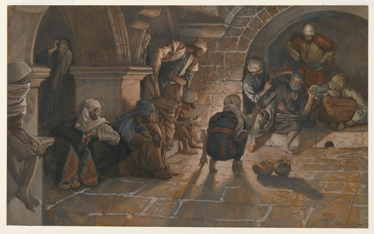 第二次否认圣彼得，来自我们主耶稣基督生平的插图，1886-94（纸上有石墨） 作者 詹姆斯·雅克·约瑟夫·天梭