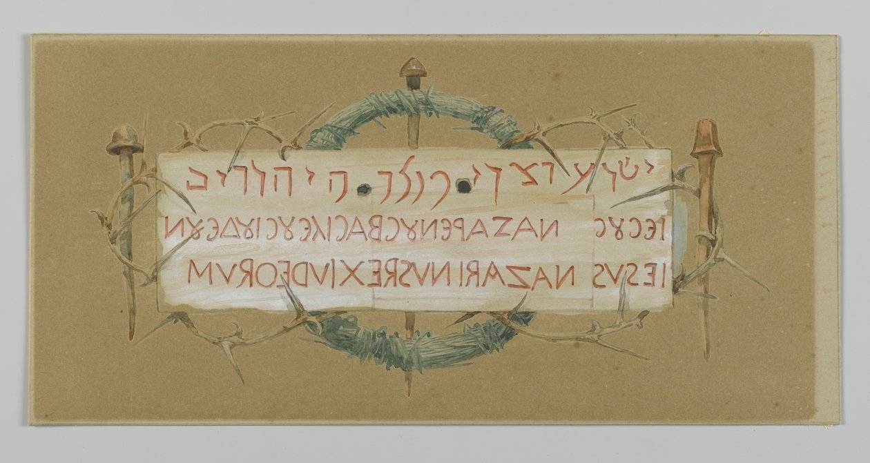 十字架上的标题，1886  -  94年我们的主耶稣基督的生活插图（纸上石墨） 作者 詹姆斯·雅克·约瑟夫·天梭
