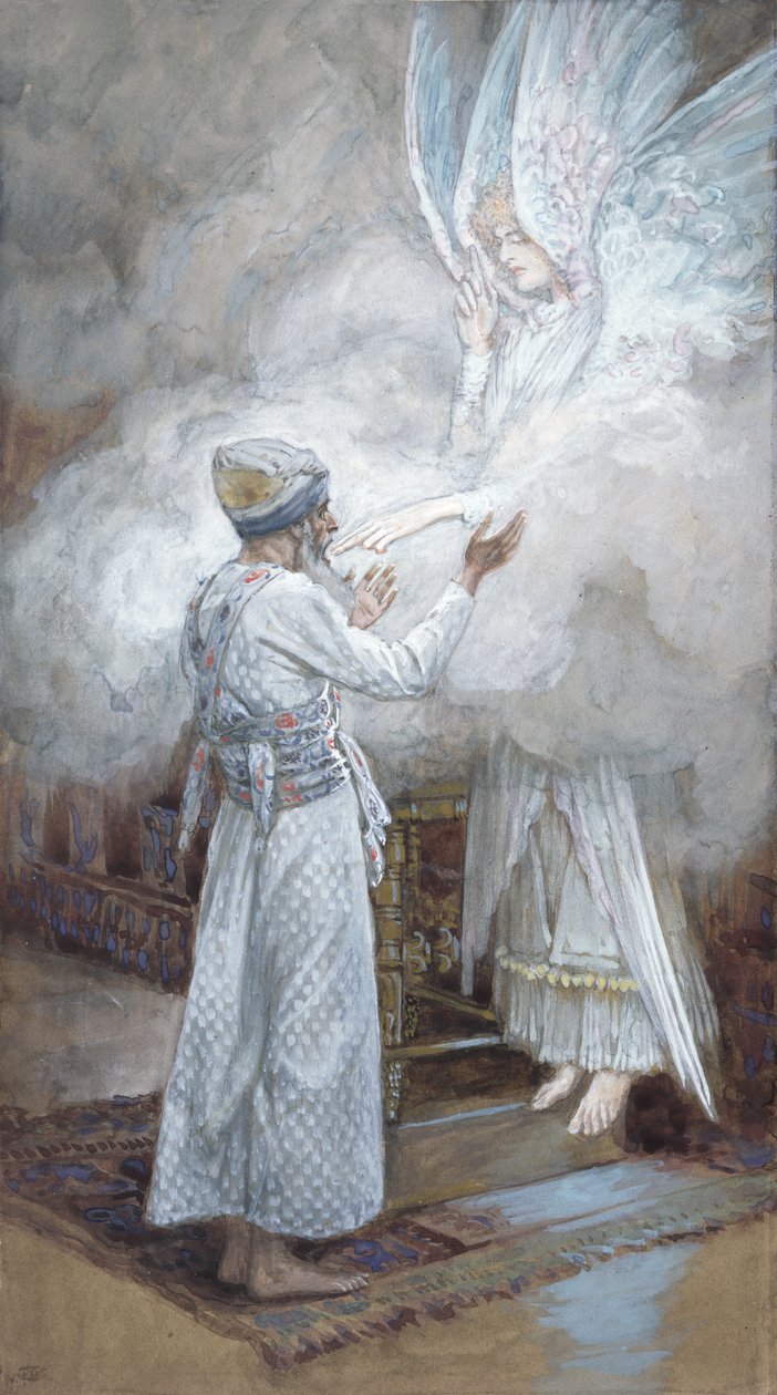 撒迦利亚的异象，基督生平的插图，c.1886-94（纸板上的水粉和水粉） 作者 詹姆斯·雅克·约瑟夫·天梭