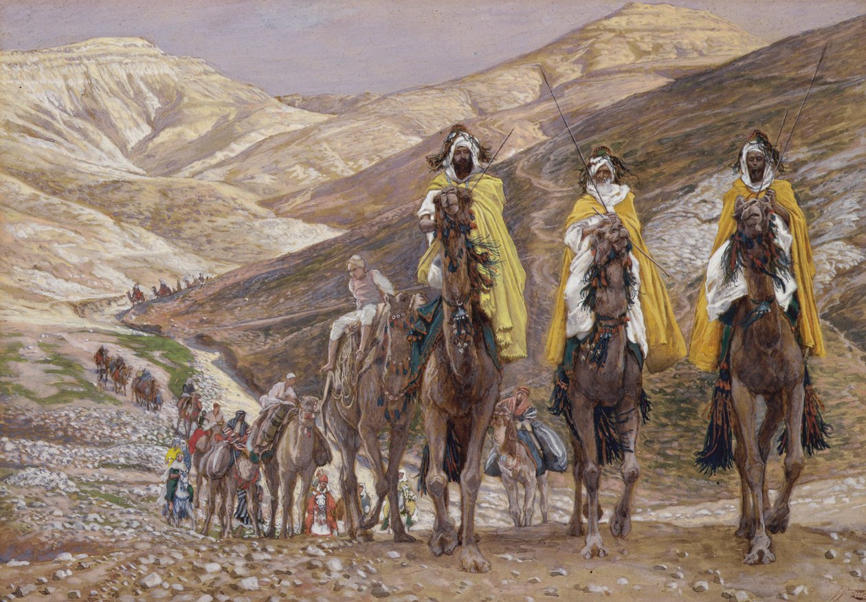 智者到伯利恒旅行，为基督的生活插图，c.1886-94（纸板上的水粉） 作者 詹姆斯·雅克·约瑟夫·天梭
