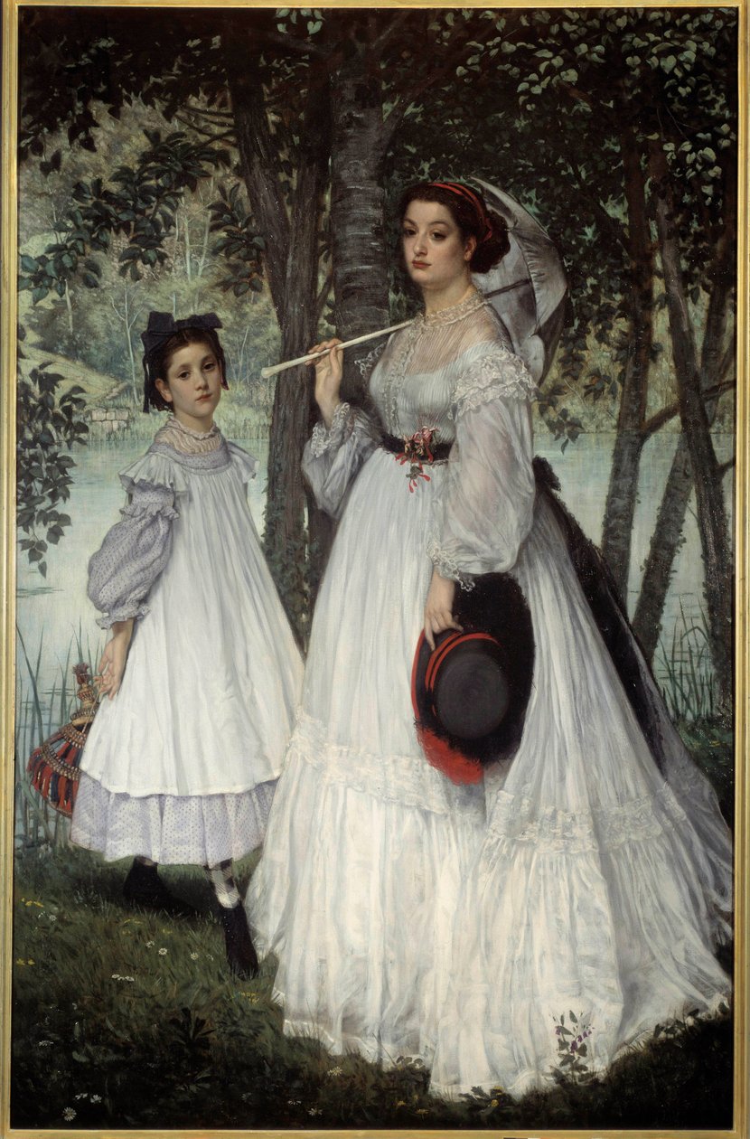 两姐妹或“公园里的肖像” 雅克·约瑟夫 (Jacques-Joseph) 天梭的画作 James Tissot (1836-1902) 作者 詹姆斯·雅克·约瑟夫·天梭