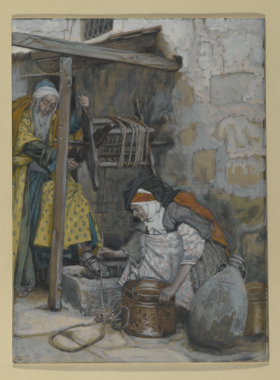 撒迦利亚和伊丽莎白，“基督的生命”的插图，c.1886-94（纸板上的水粉和水粉） 作者 詹姆斯·雅克·约瑟夫·天梭
