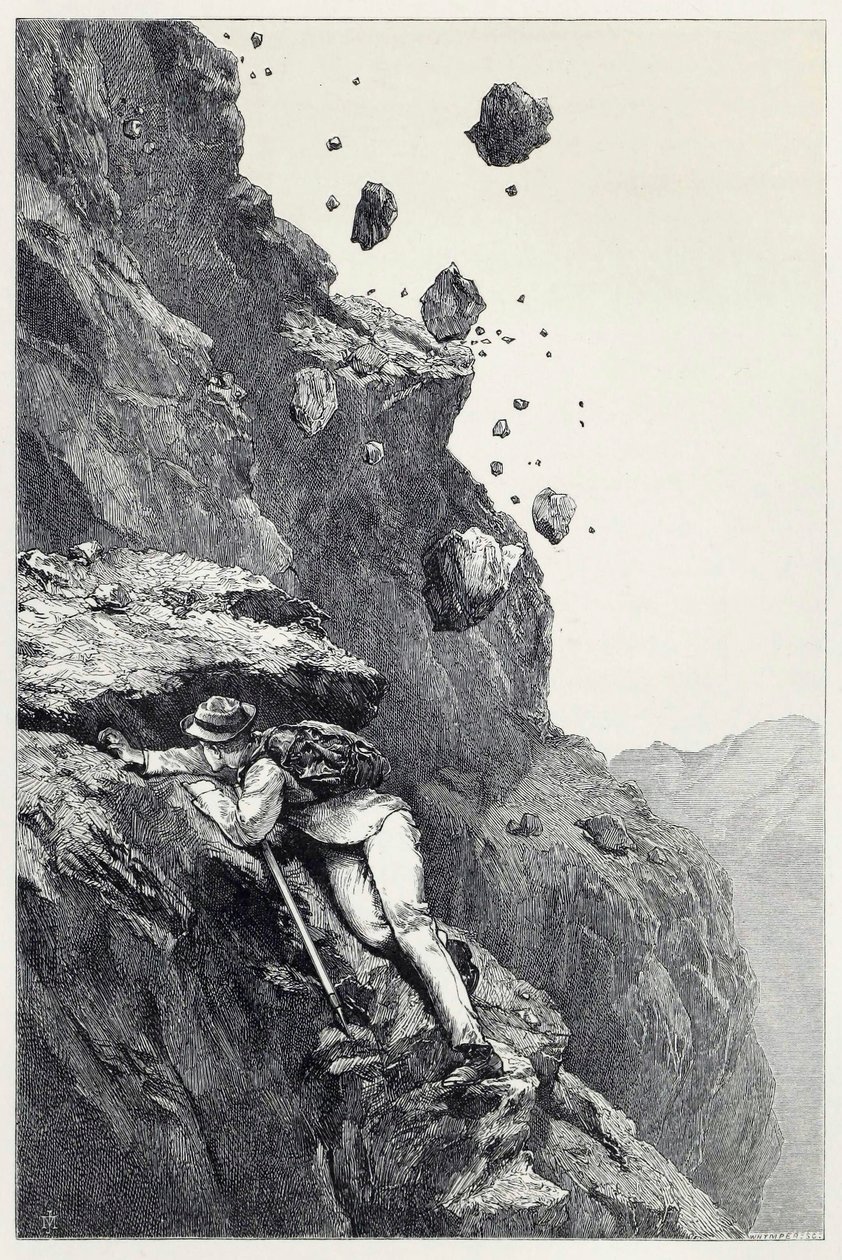 马特洪峰上的加农炮，来自1860-69年阿尔卑斯山间的漫游，出版。1871 作者 詹姆斯·马奥尼