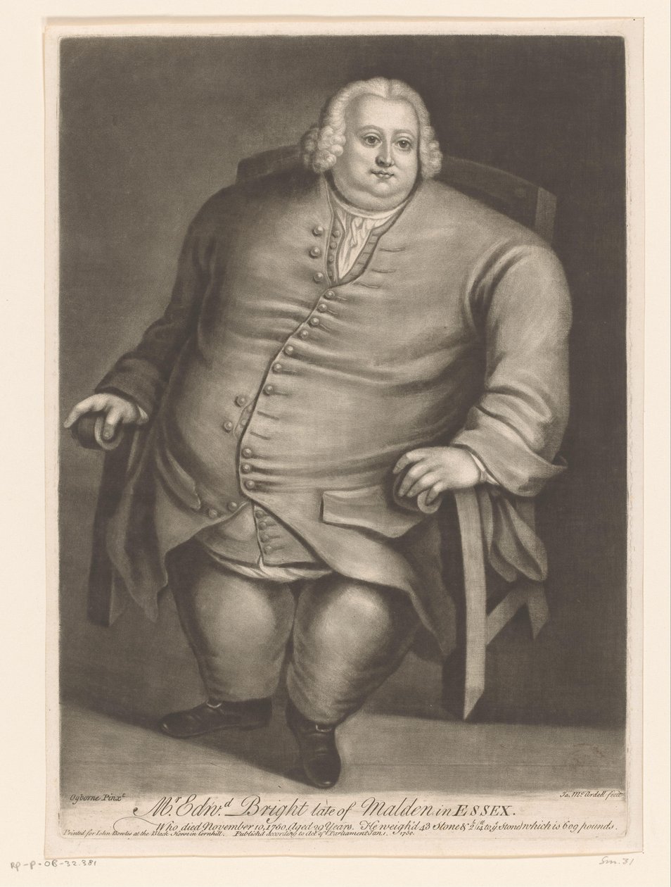 Portret van Edward Bright
Mr.埃塞克斯郡马尔登的布赖特先生（物品上的标题） 作者 詹姆斯·麦卡德尔