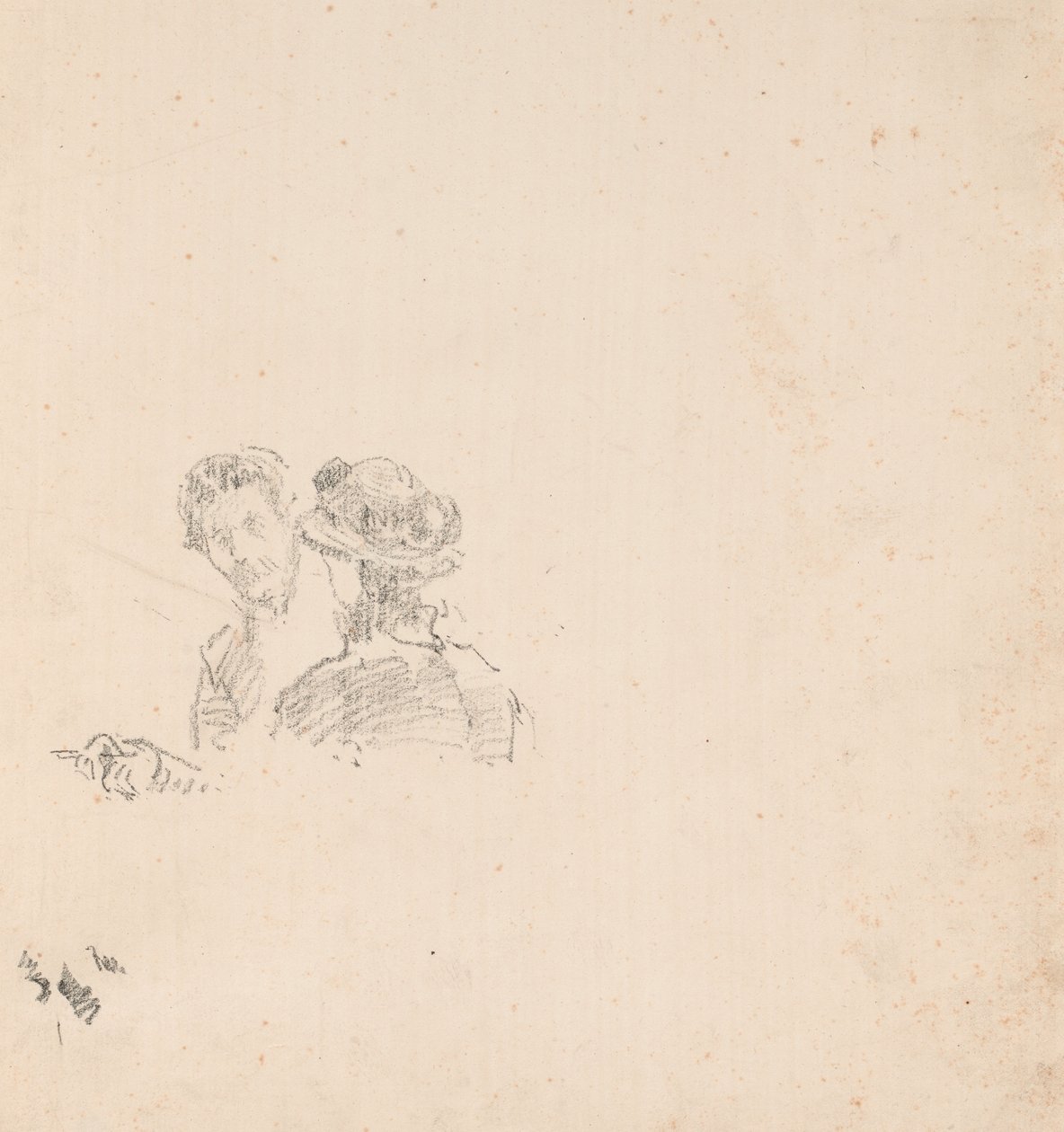 素描：与 R. Birnie Philip 小姐的自画像 作者 詹姆斯·麦克尼尔·惠斯勒