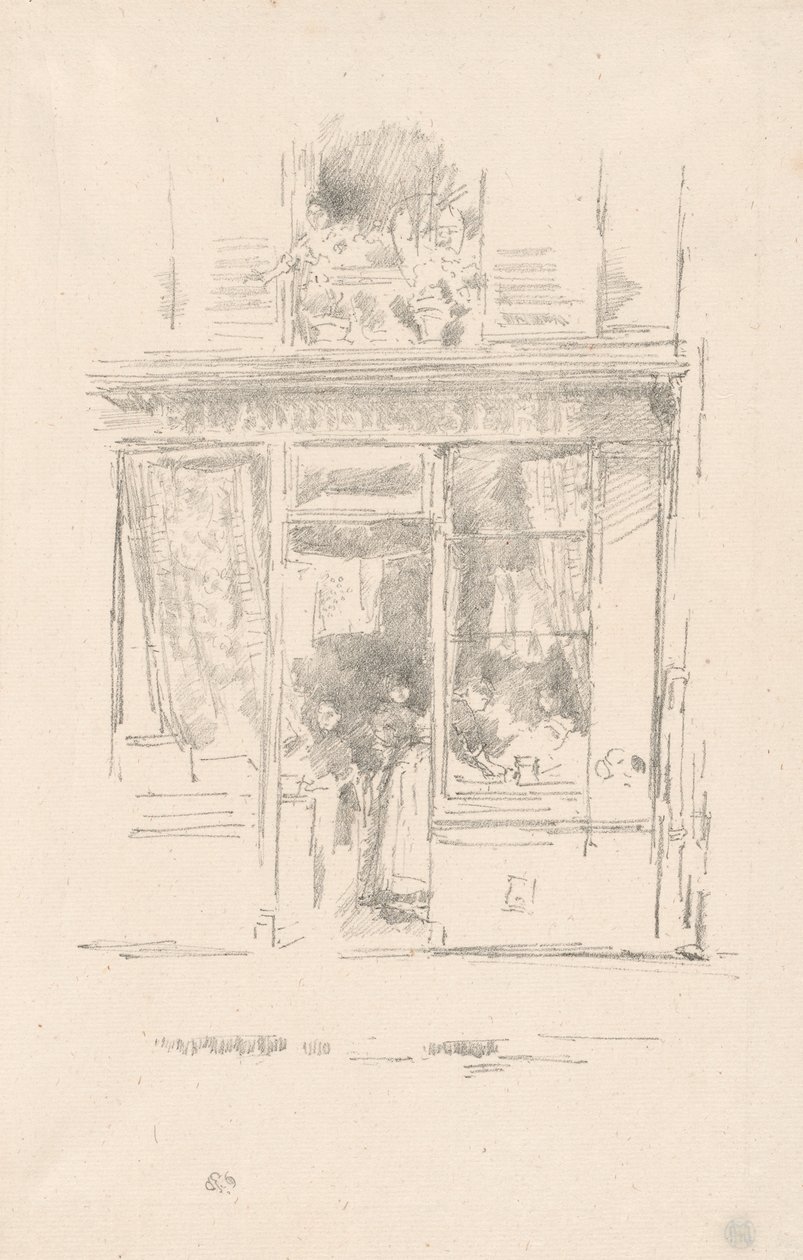 女洗衣工："La Blanchisseuse de la Place Dauphine"（王储广场的女洗衣工） 作者 詹姆斯·阿博特·麦克尼尔·惠斯勒