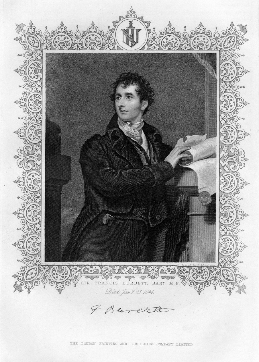 弗朗西斯·伯特爵士（Francis Burdett）1770-1844年，英国改良派政治家，19世纪。 作者 詹姆斯·莫里森