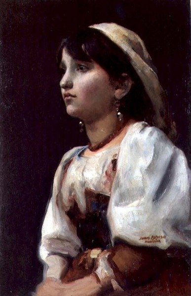 意大利女孩，约1890年（布面油画） 作者 詹姆斯·帕特森