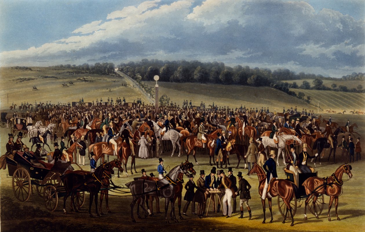 The Betting Post，由Charles Hunt制作，1836年（aquatint） 作者 詹姆斯·波拉德