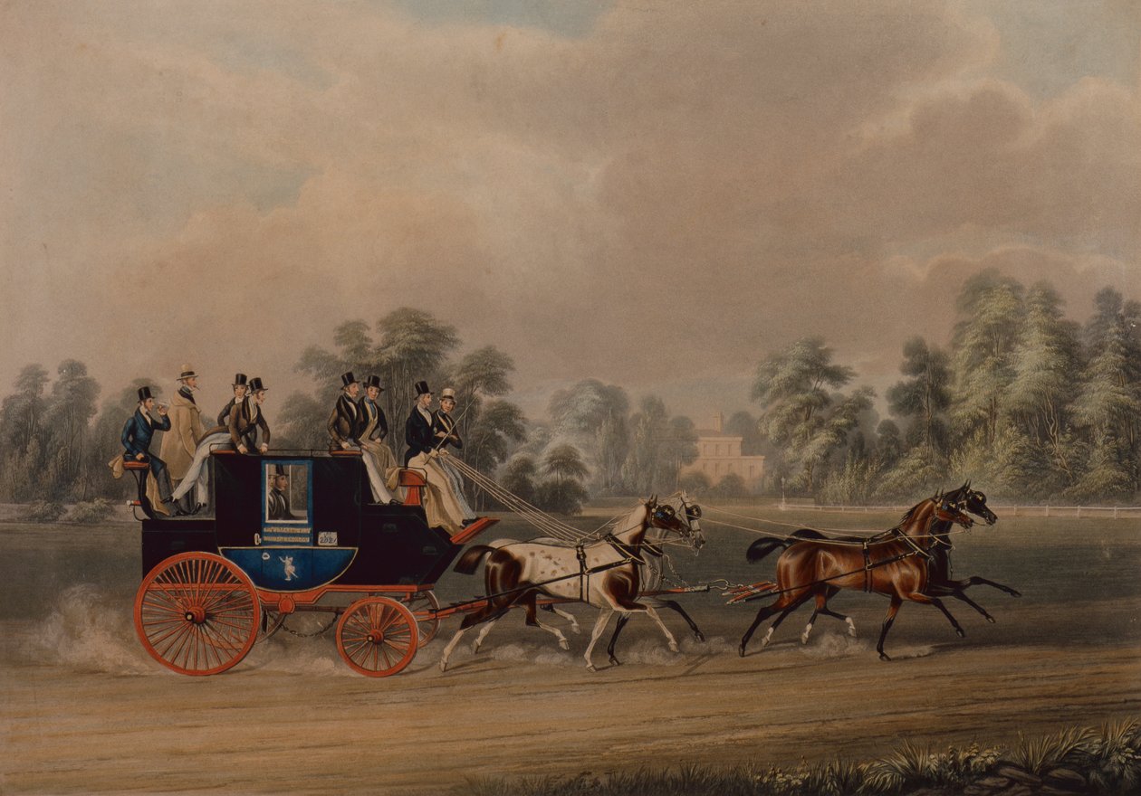 Jaglione Windsor Coach（彩色雕刻）。 作者 詹姆斯·波拉德