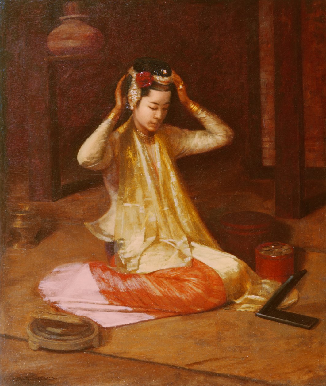 一位缅甸舞者，c.1920 作者 詹姆斯·雷本·米德尔顿