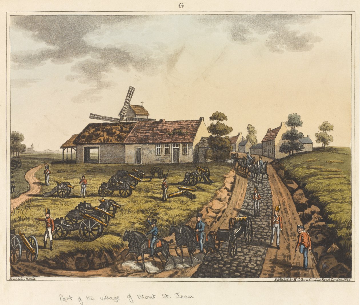 Mont St的村庄的一部分，来自&39;滑铁卢战役的历史记录&39;，1817年（彩色aquatint） 作者 詹姆斯·劳斯