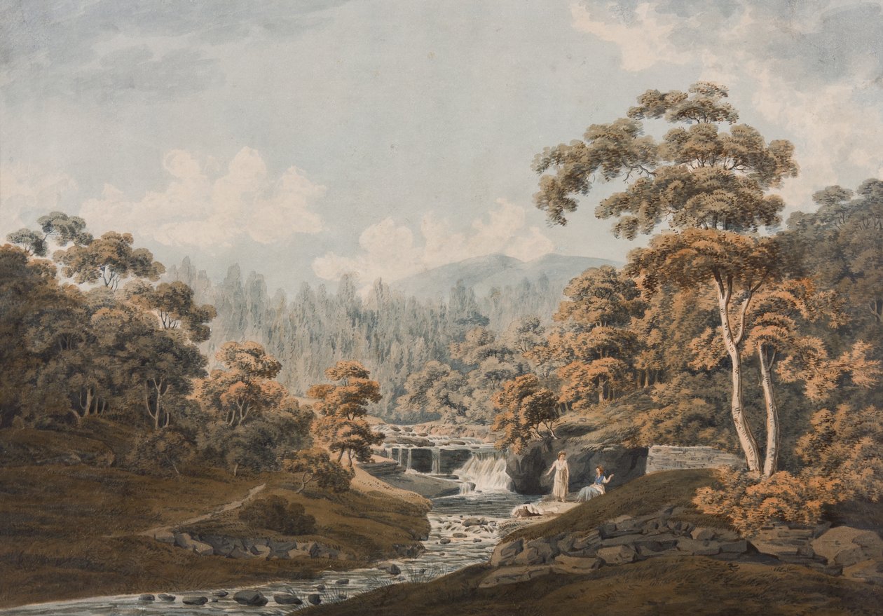 Peeblesshire：Habbies How，Peggys Pool和Carlops Hill（墨水和纸上的纸） 作者 詹姆斯·史蒂文森
