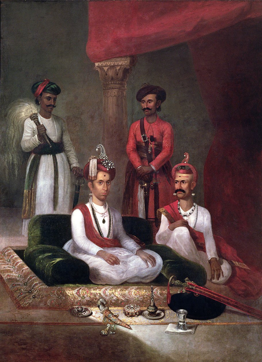 Madhu Rao Narayan，Maratha Peshwa与Nana Fadnavis和服务员，Poona，1792年 作者 詹姆斯·威尔士