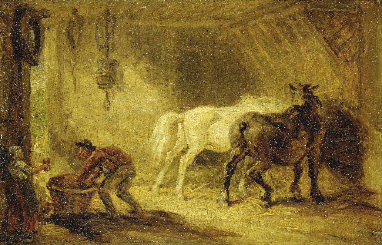 马a的内部，c.1830-40（面板上有油） 作者 詹姆斯·沃德