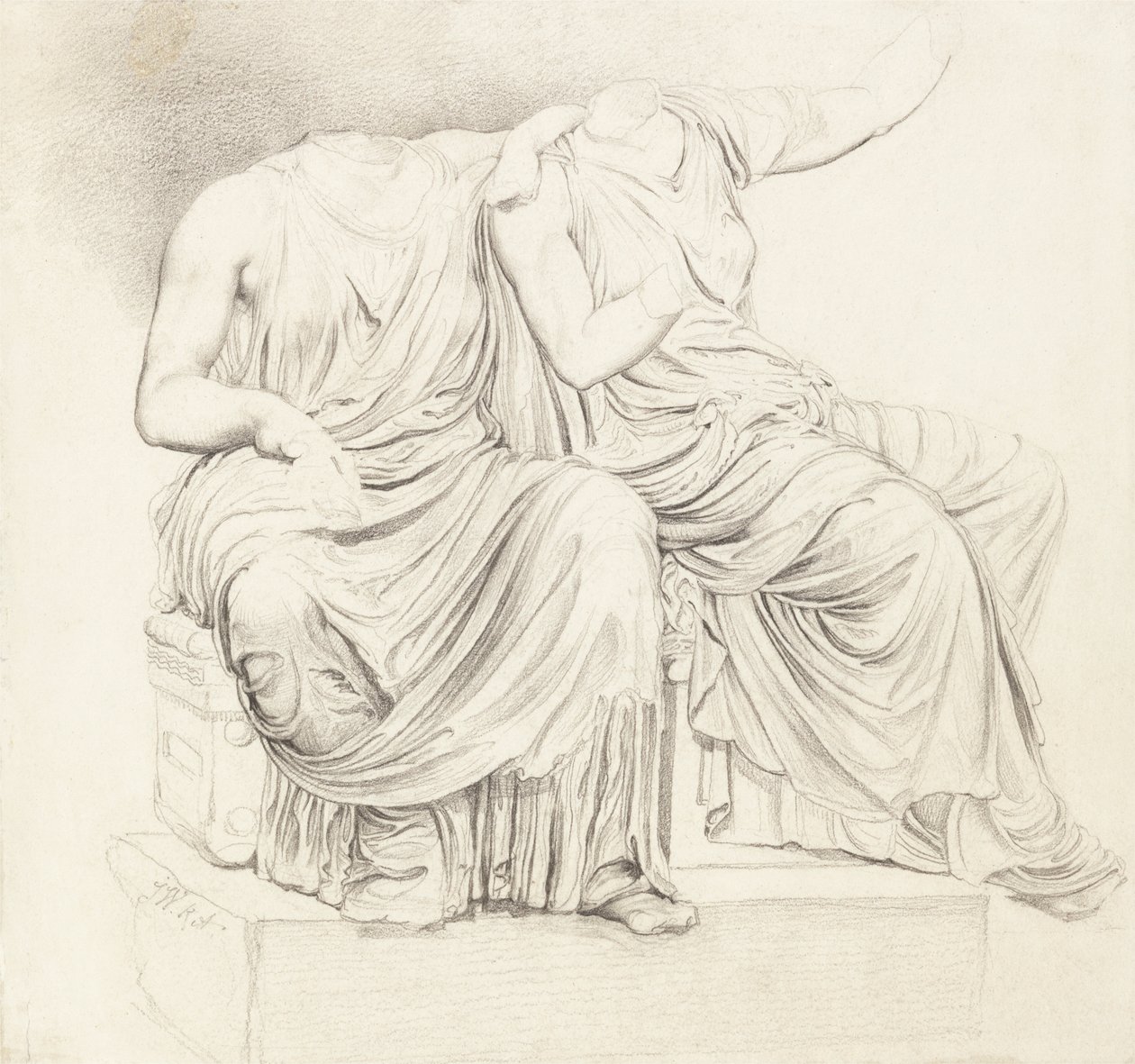 Study of Two Headless Classical Statues   1437119   zh       chinese Successfully Translated  Original: The interior of the nave taken from the gallery above the Queens Screen at the south end c.1859 (b/w photo) Translat: The interior of the nave taken fro 作者 詹姆斯·沃德