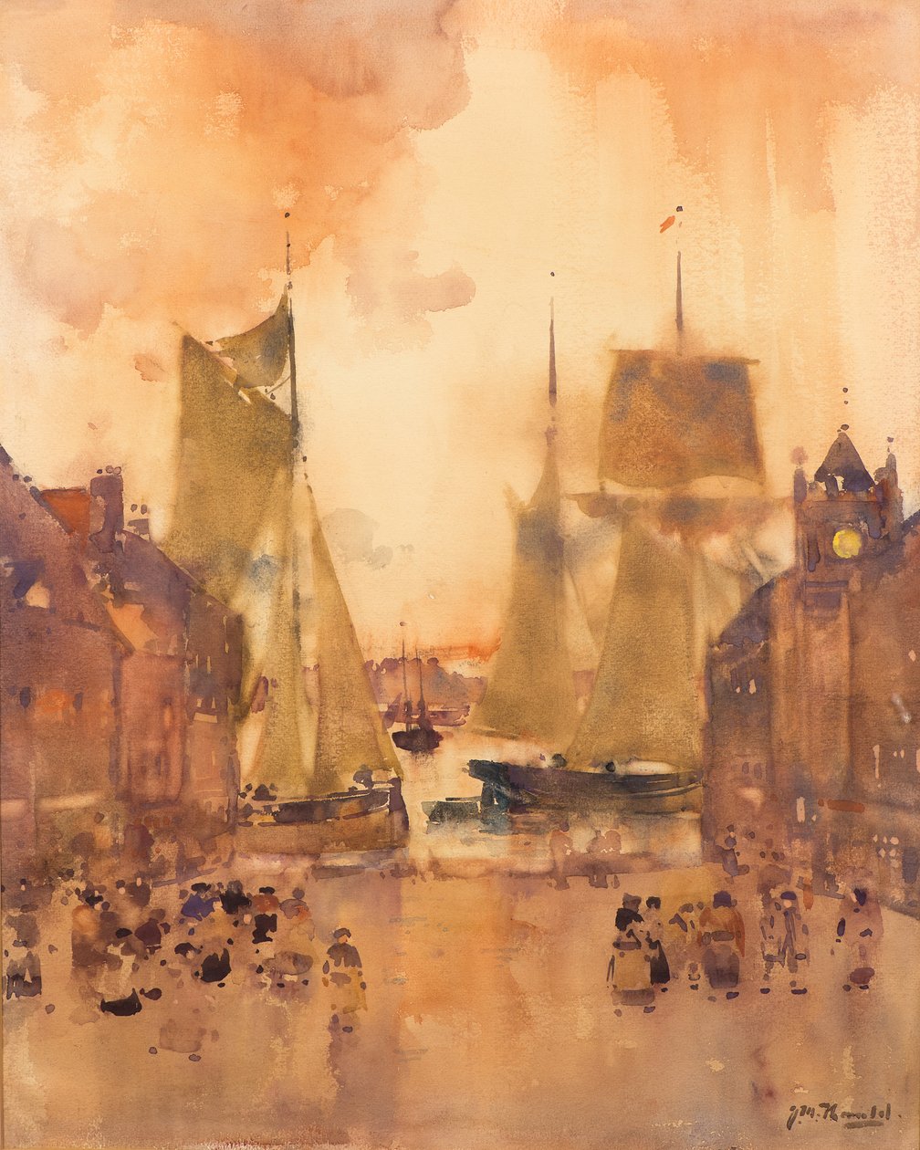 In Harbour (watercolor) 作者 詹姆斯·沃特斯顿先驱报