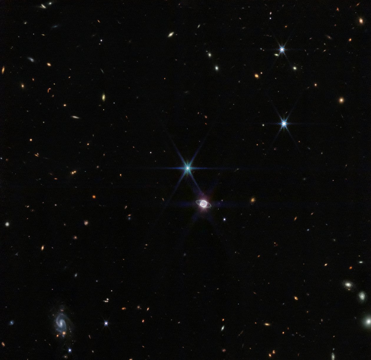 海王星宽视场（NIRCam） 作者 詹姆斯韦伯太空望远镜 (NASA)