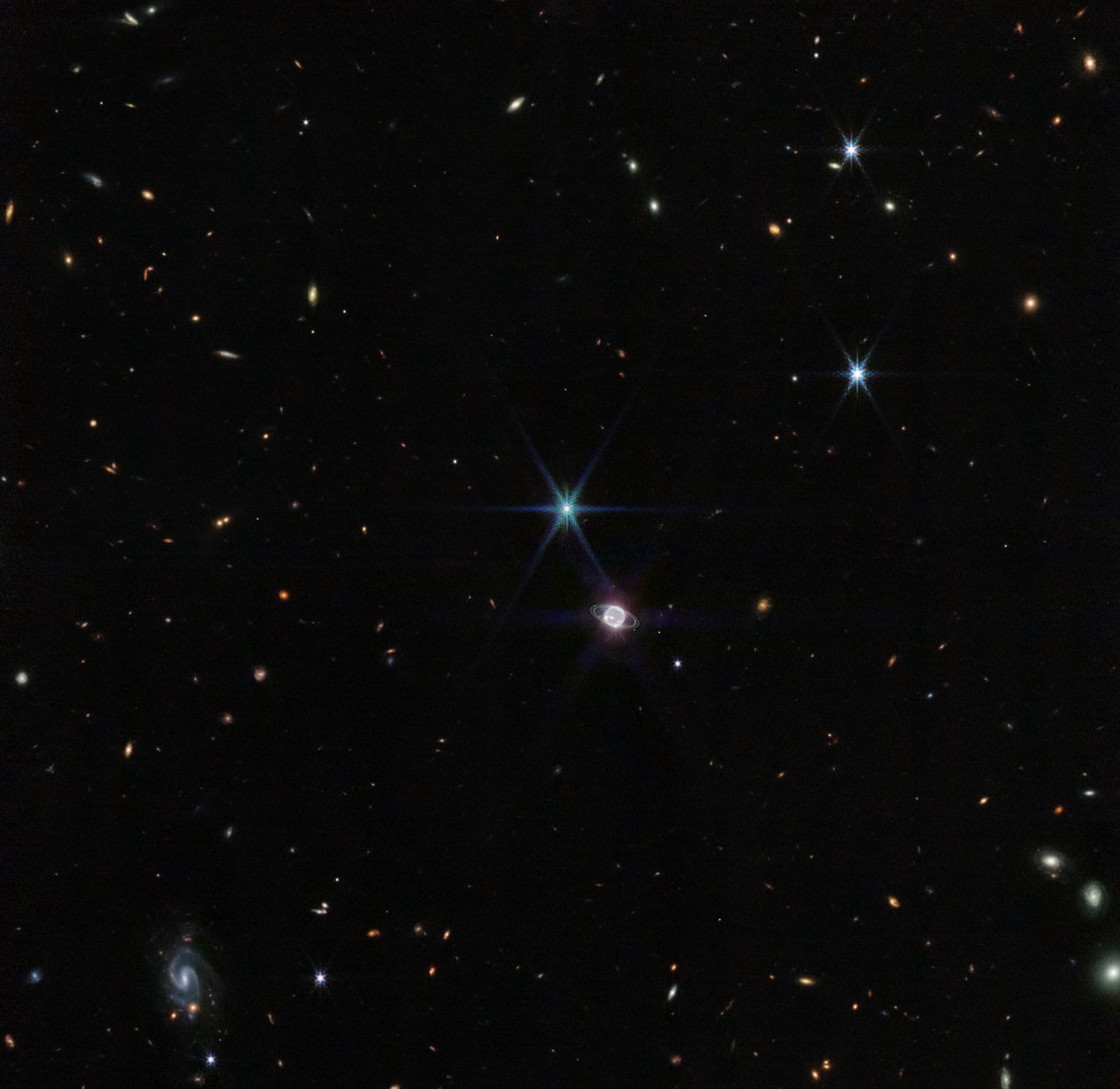 海王星环的罕见景观 作者 詹姆斯韦伯太空望远镜 (NASA)
