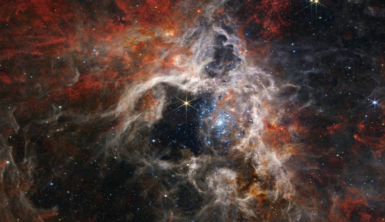 狼蛛星云（近红外相机图像） 作者 詹姆斯韦伯太空望远镜 (NASA)
