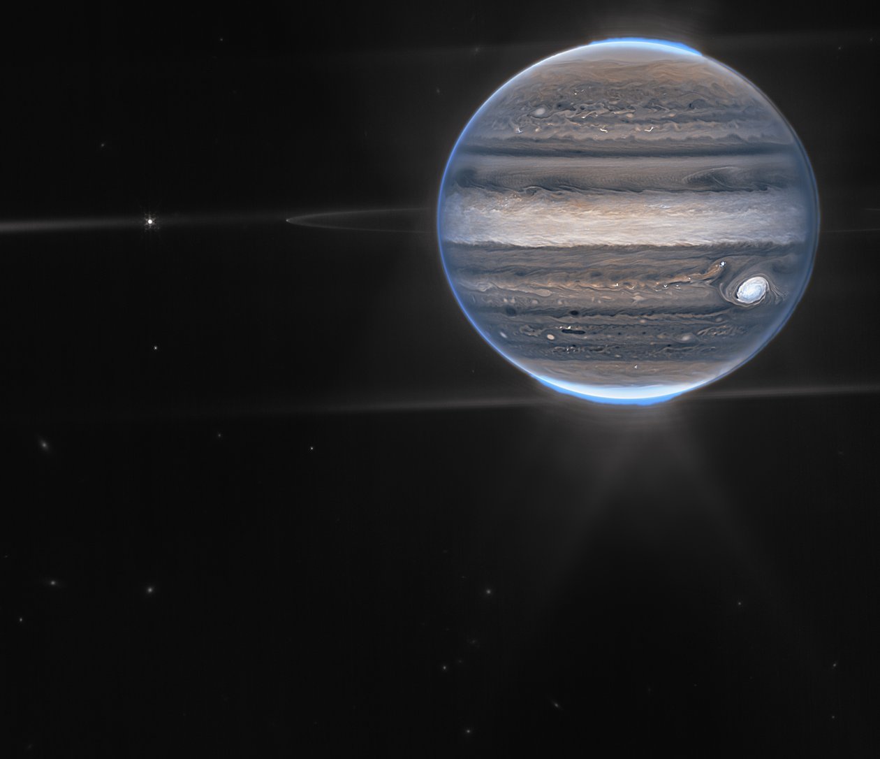 韦伯的木星图像展示了极光和阴霾 作者 詹姆斯韦伯太空望远镜 (NASA)