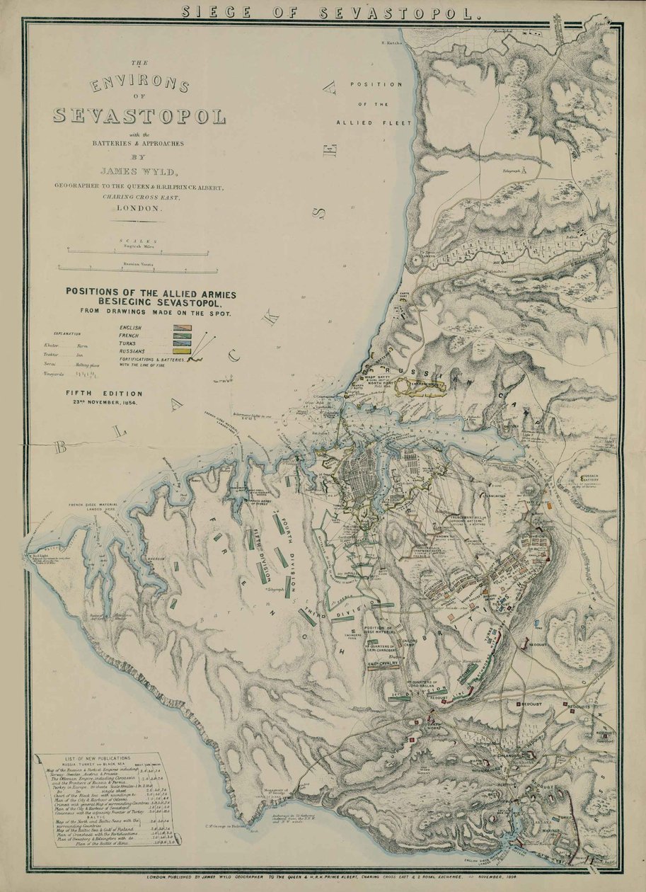 塞瓦斯托波尔周边地区地图，1854年 作者 詹姆斯·怀尔德