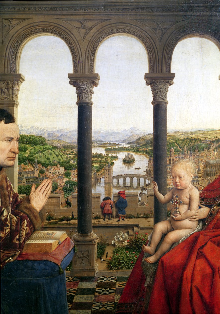 Rolin Madonna（La Vierge de Chancelier Rolin），列之间的视图细节，c.1435（另见2993） 作者 扬·范·埃克