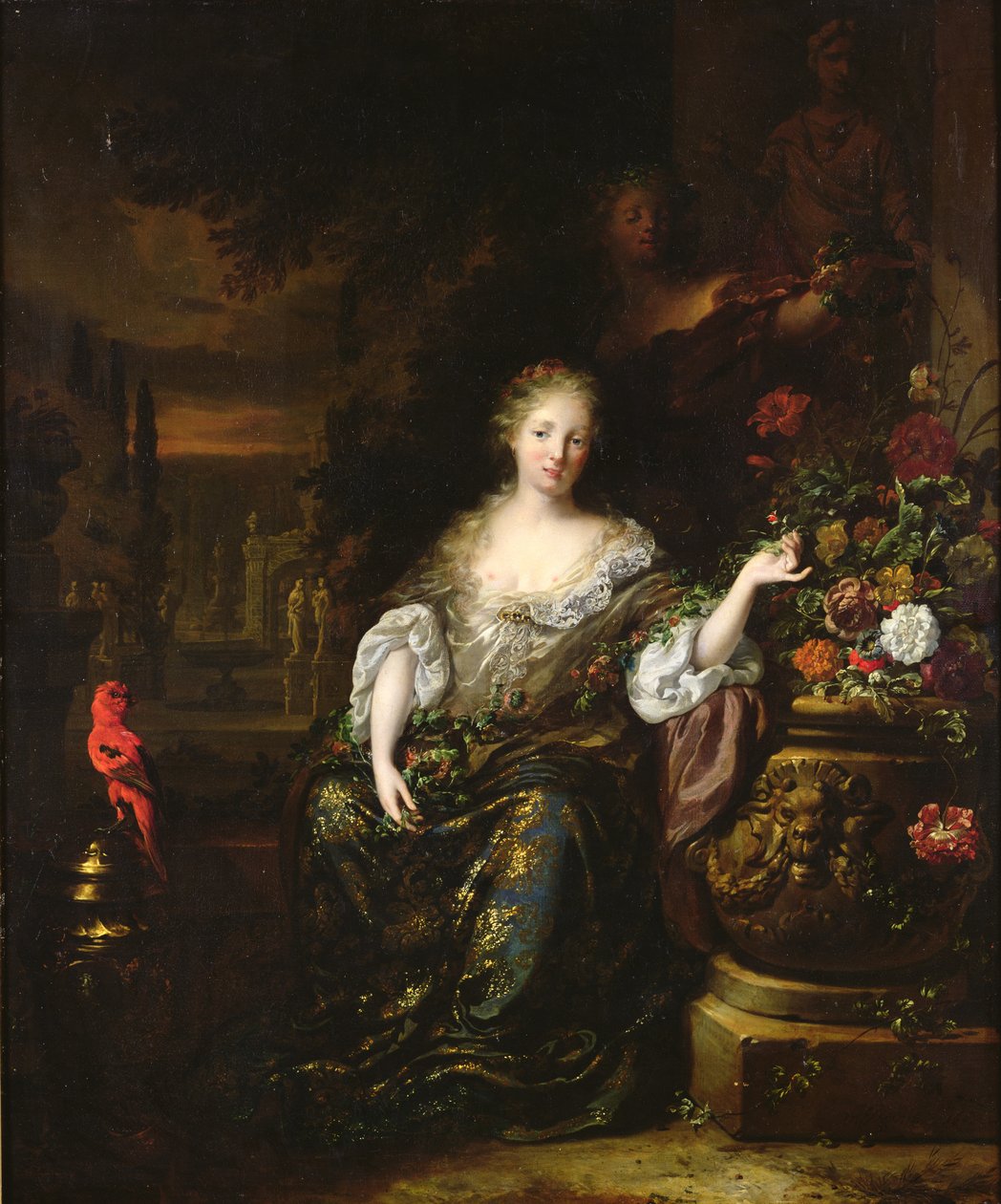 坐在公园的妇女，1688年 作者 Jan Baptist Weenix