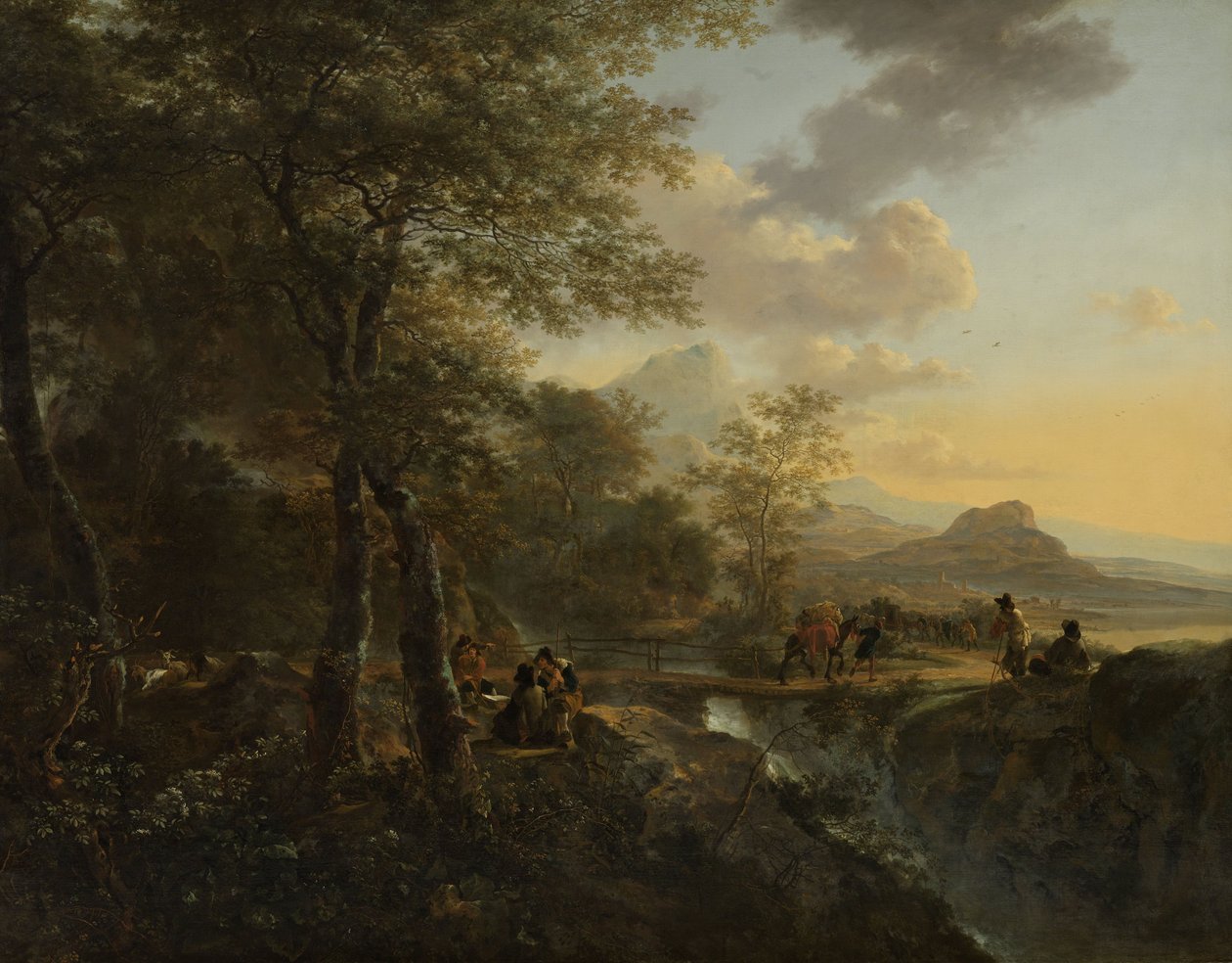 意大利风景与绘图员，c.1650-52 作者 Jan Dirksz两者