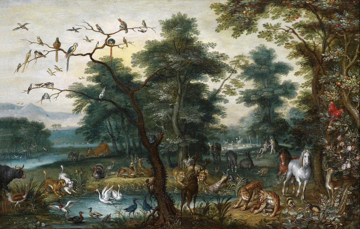 与人的秋天的天堂风景 作者 扬·布鲁格（Jan Brueghel）