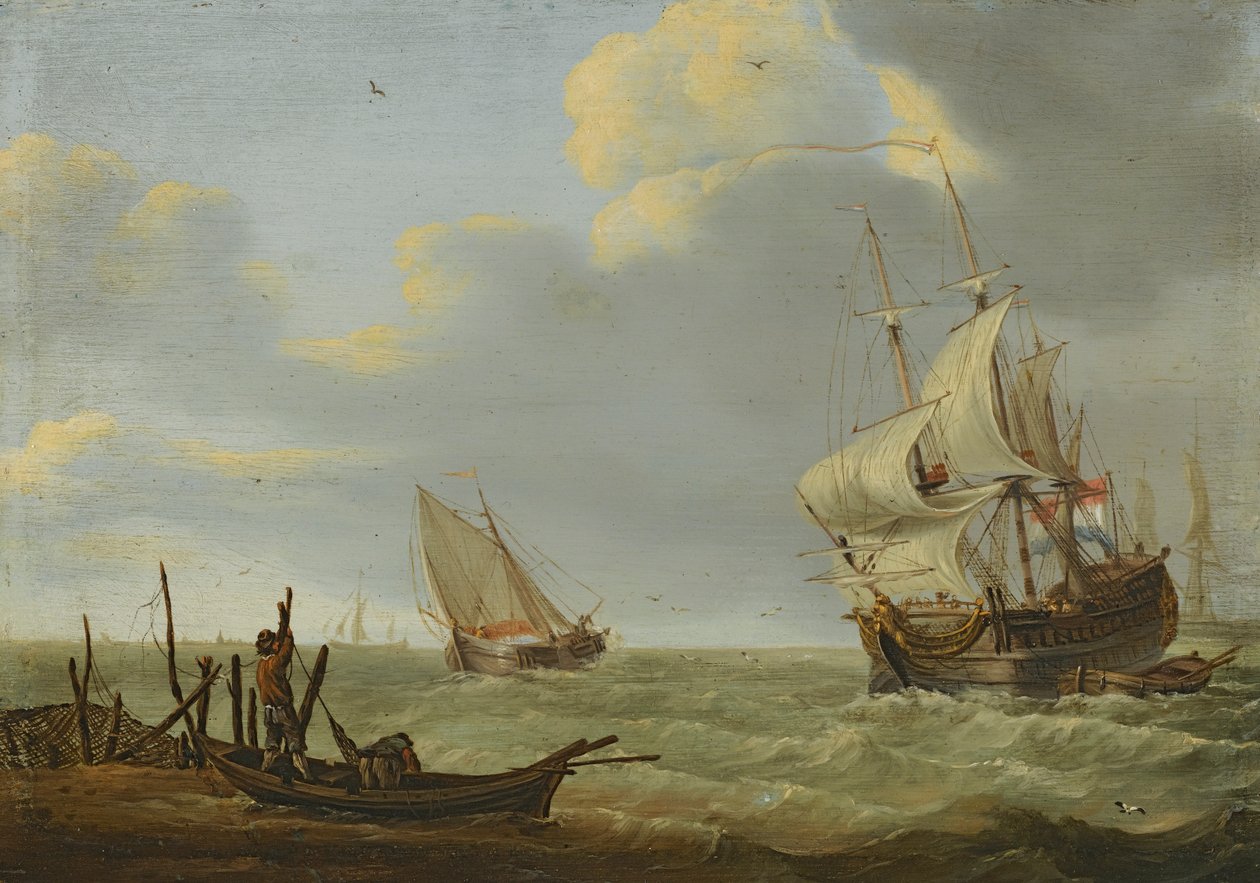 船在微风中 作者 扬·克拉斯·里兹霍夫（Jan Claesz Rietschoof）