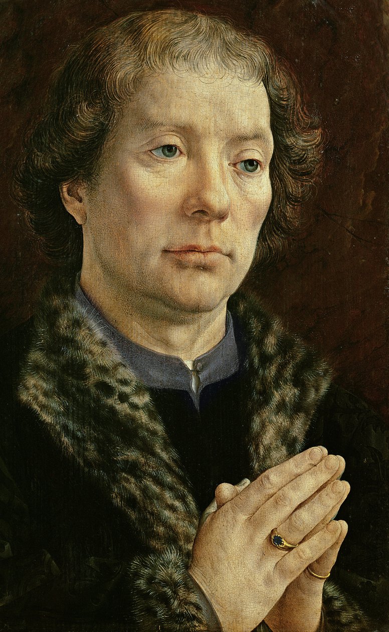 Carondelet Diptych：左手小组描绘了Jean Carondelet（1469-1545）贝桑松教堂院长，1517年（另见97189和210363） 作者 扬·高萨特（Jan Gossaert）