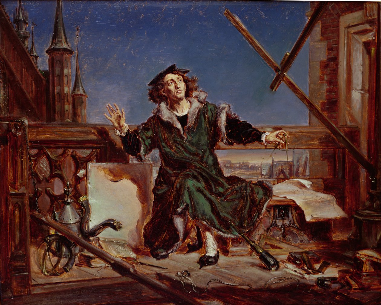 Nicolaus Copernicus（1473-1543）天文学家（纸板上的油） 作者 扬·阿洛伊兹·马捷科
