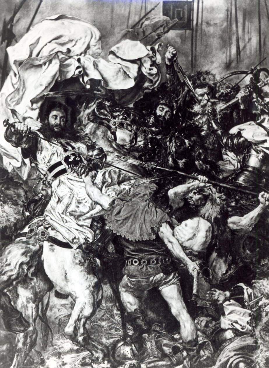 格雷沃尔德战役于1410年7月15日，详细描绘了大师乌尔里希·冯·容根根的死亡 作者 扬·阿洛伊兹·马捷科