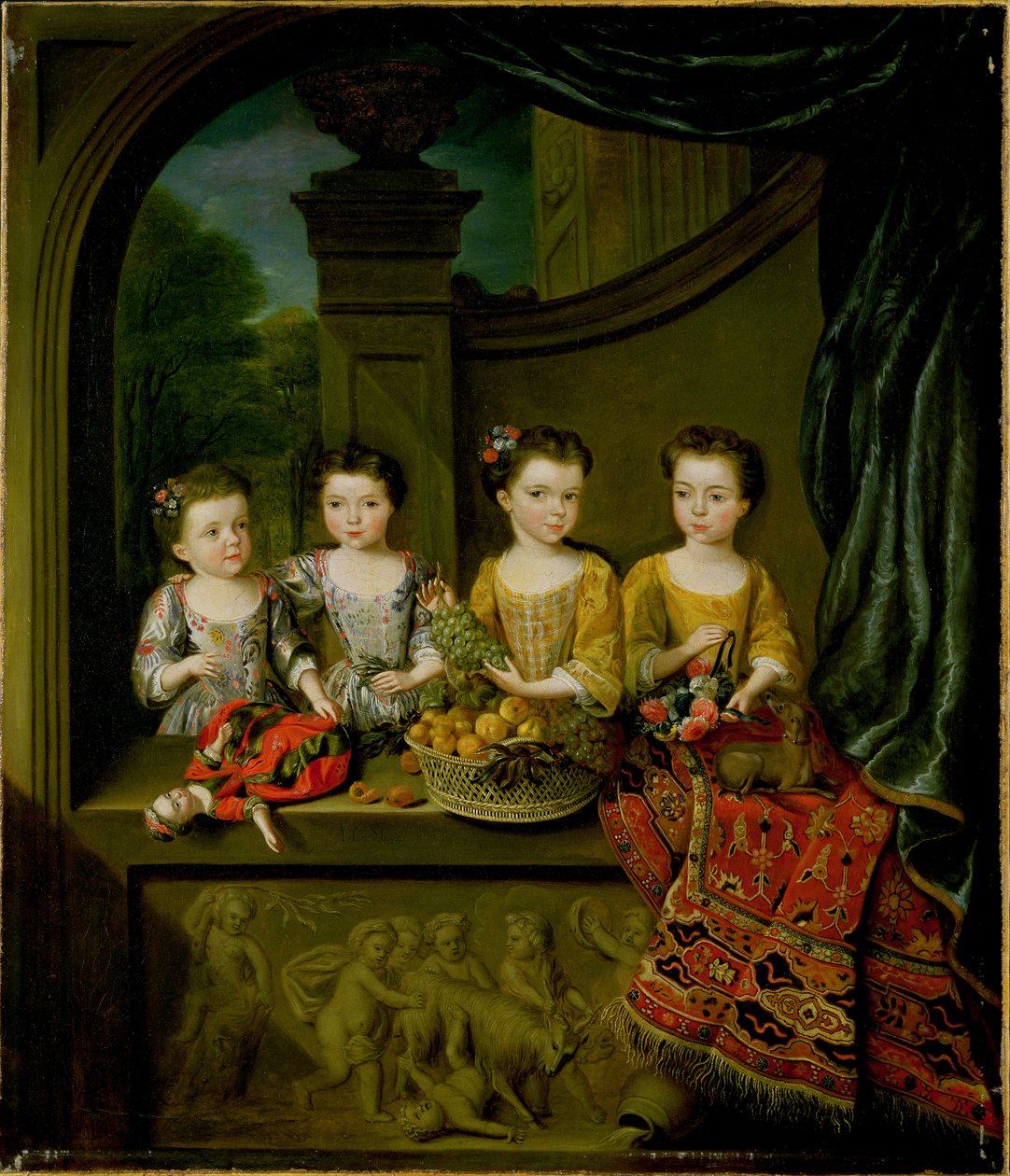 1718年，马修德克尔爵士的女儿们的肖像 作者 扬·范·迈耶