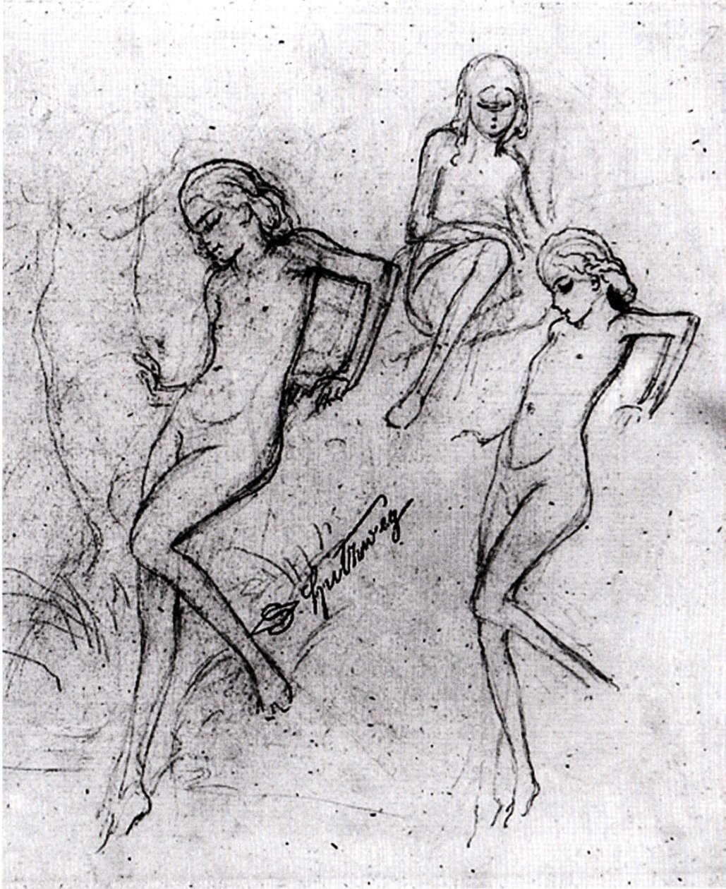 沐浴在陡峭的银行的仙女 作者 扬·维米尔·范·代尔夫特