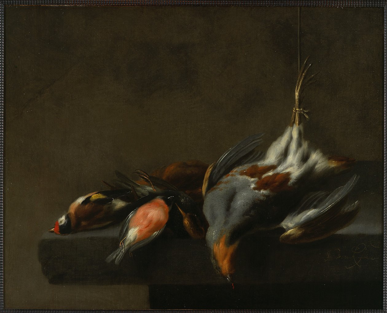 死鸟的静物，c.1660 作者 扬·冯克