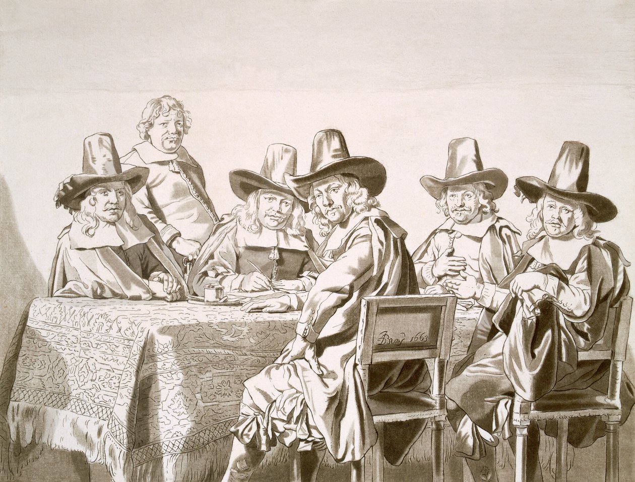 从1663年开始的十七世纪城镇名人或类似委员会会议 作者 扬·德·布雷
