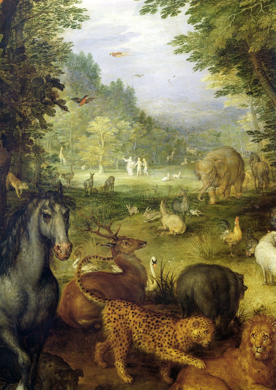 地球，或地球天堂，动物细节，1607-08（铜上油） 作者 简·布鲁格尔·扬