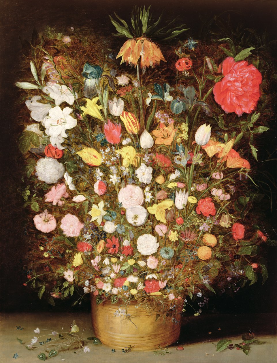 在木盆的混杂的花 作者 扬·布鲁格（Jan Brueghel）