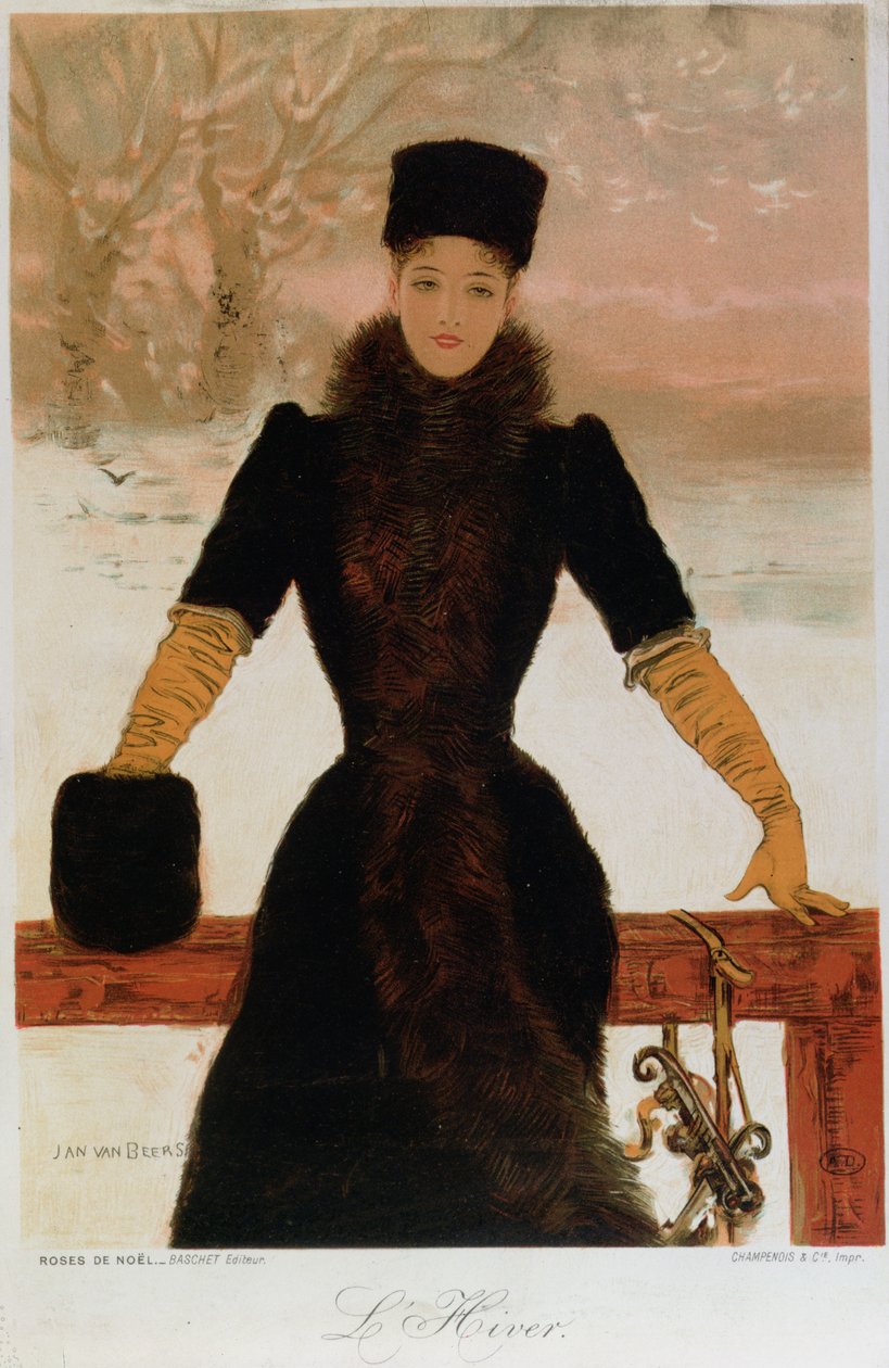 冬天的寓言，c.1900（彩色石版画） 作者 扬·范·比尔斯