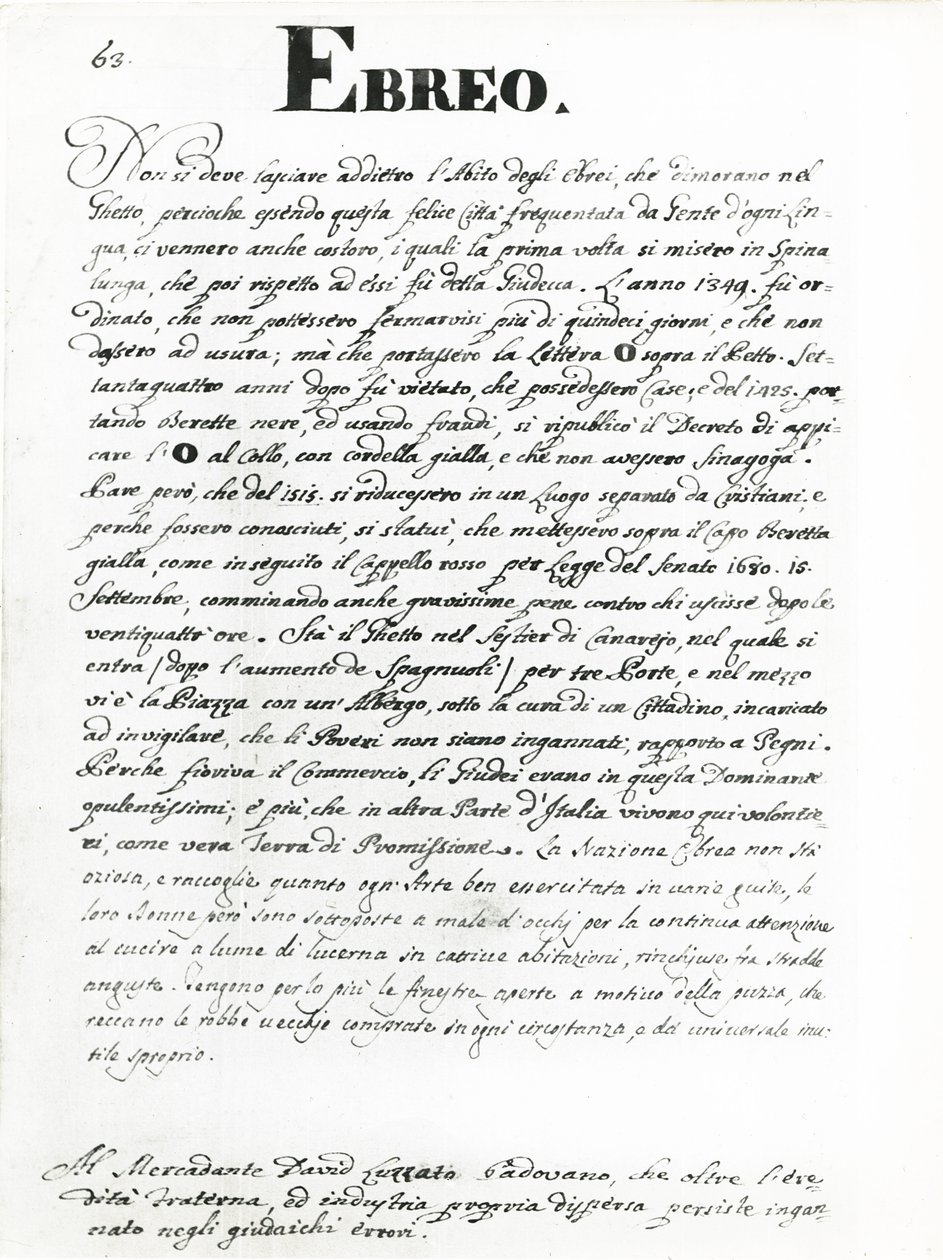犹太人，页面来自&39;Gli abiti dei Veneziani&39;（纸和笔墨水）（附图见188193） 作者 扬·范·格雷文布罗克