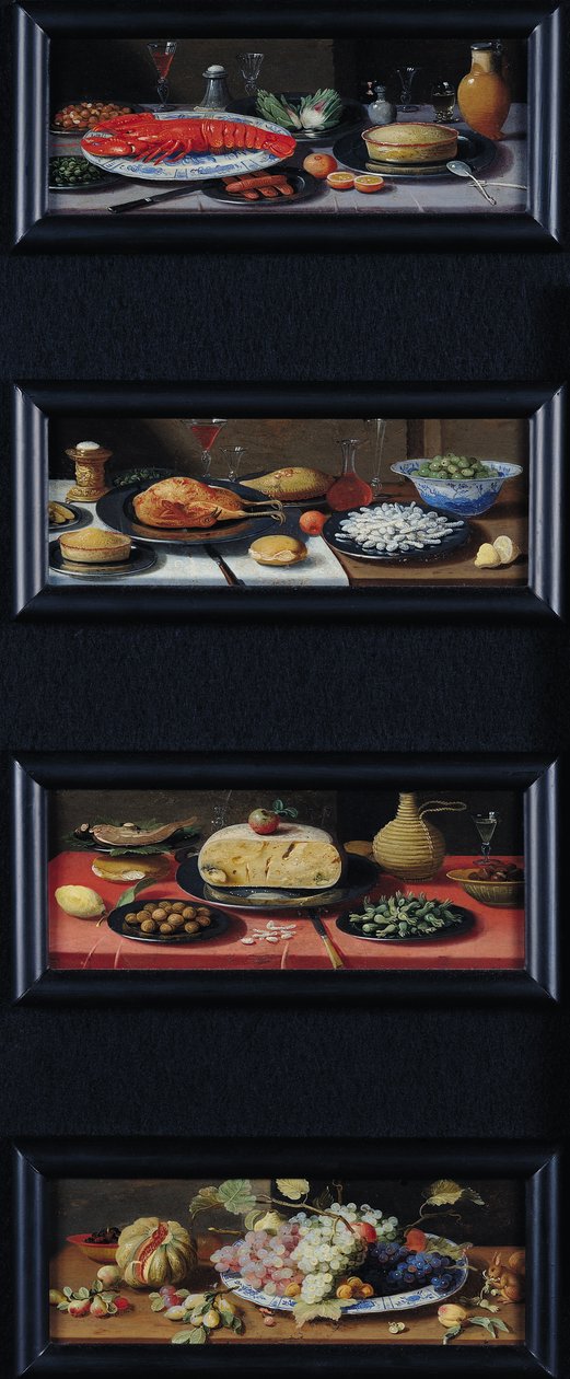 食物和水果的四个静物 作者 扬·范·凯塞尔（Jan van Kessel）