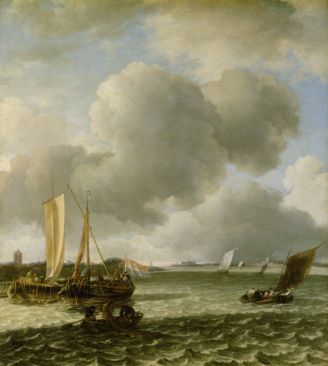 1650年代在Waal河上的小船 作者 Jan van de Capelle或Cappelle