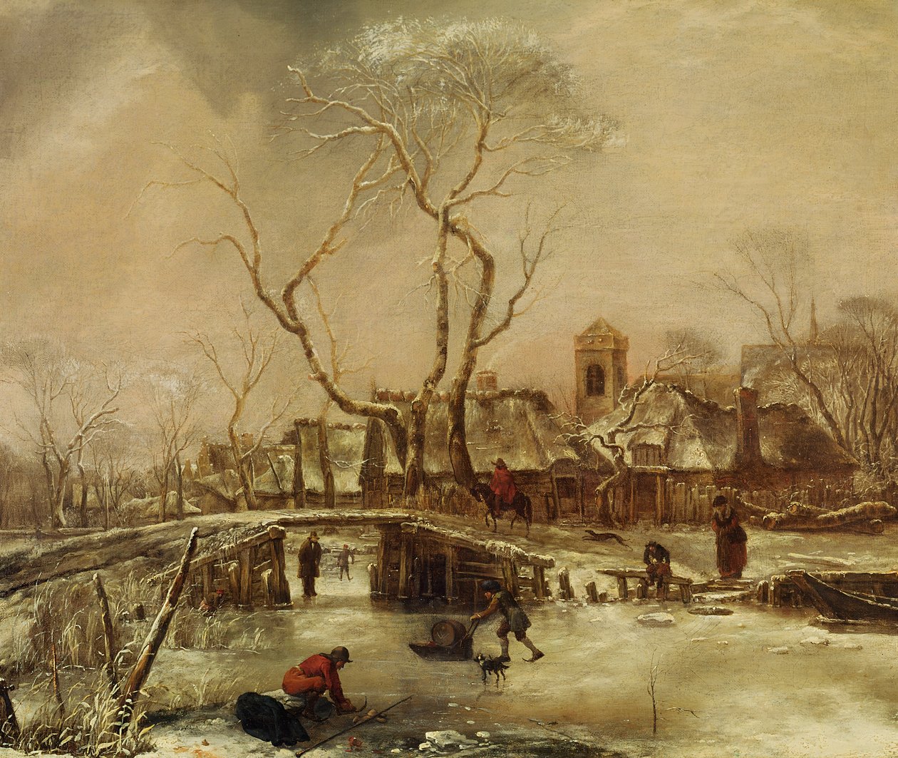 冬天的场景 作者 Jan van de Capelle或Cappelle